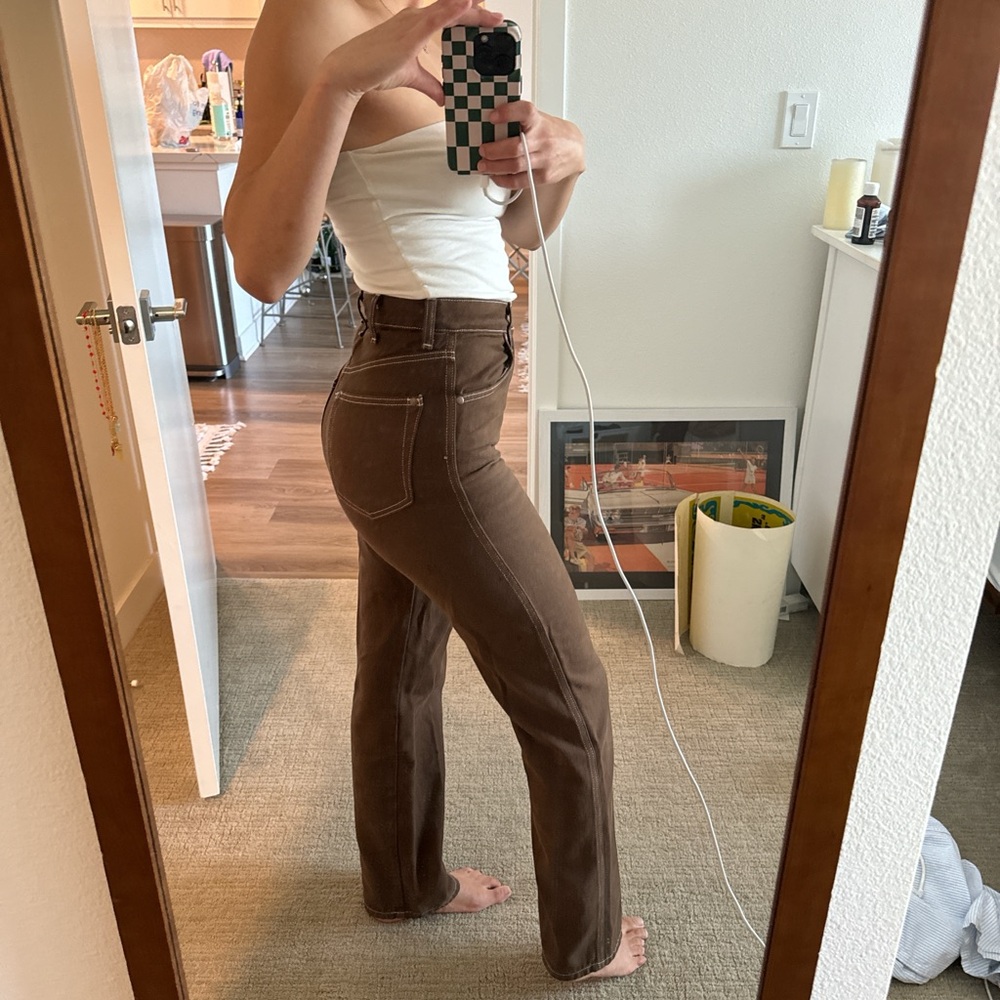 Reformation cowboy high rise straight jeans in brown